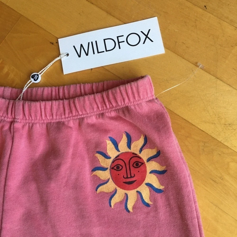 Wildfox “Del Sol Knox Pant” Sunshine Joggers, Bubblegum Pink, Yellow, Size XS